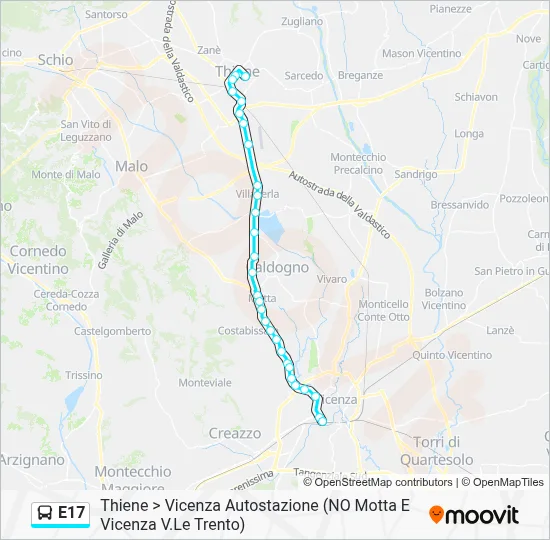Percorso linea bus E17