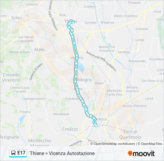 Percorso linea bus E17