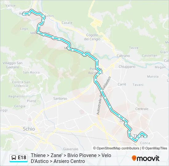 E18 Bus Line Map