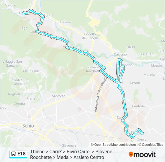 E18 Bus Line Map