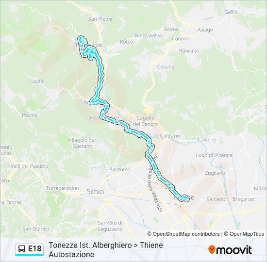 E18 Bus Line Map
