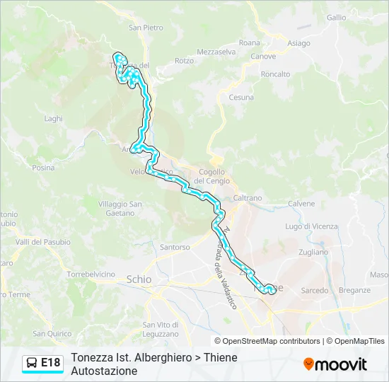 E18 Bus Line Map