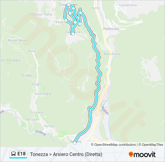 Percorso linea bus E18