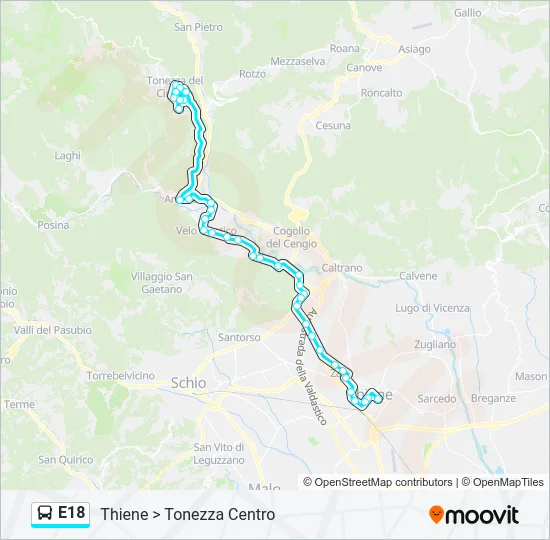 E18 Bus Line Map