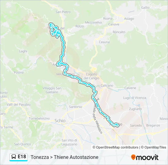 E18 Bus Line Map