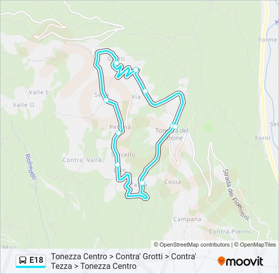 Percorso linea bus E18