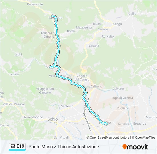 e19 Route: Schedules, Stops & Maps - Ponte Maso > Thiene Autostazione ...