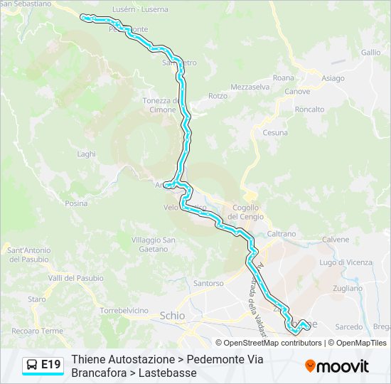 E19 Bus Line Map