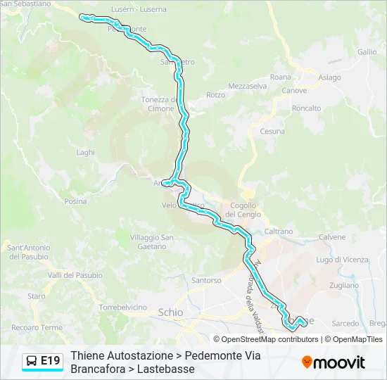 Percorso linea bus E19