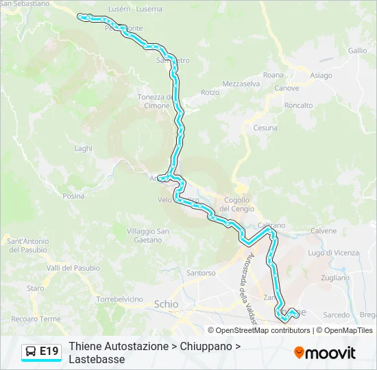 E19 Bus Line Map