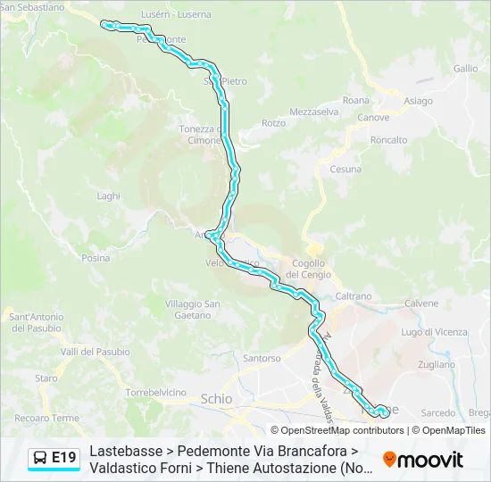 E19 Bus Line Map