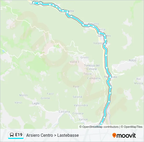 E19 Bus Line Map