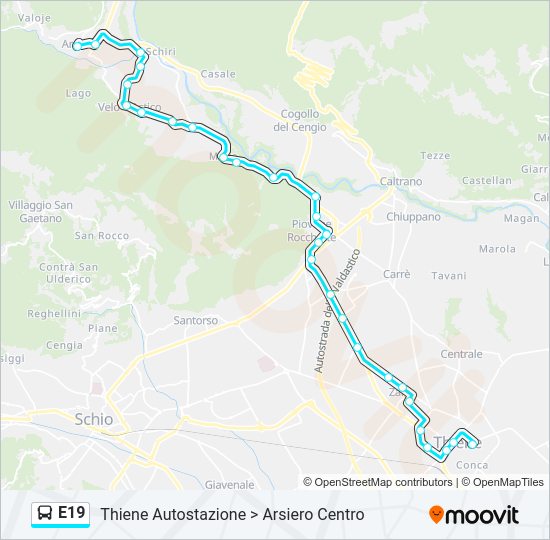 E19 bus Line Map