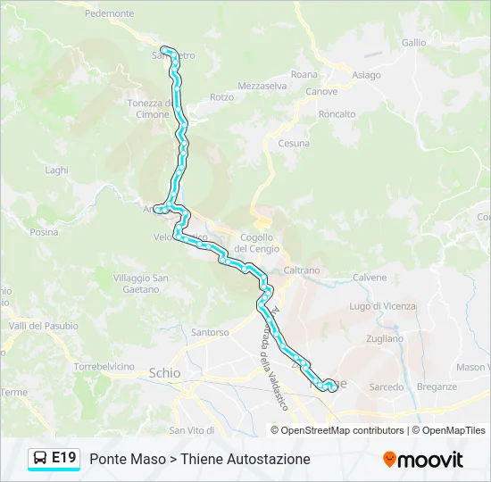 E19 Bus Line Map