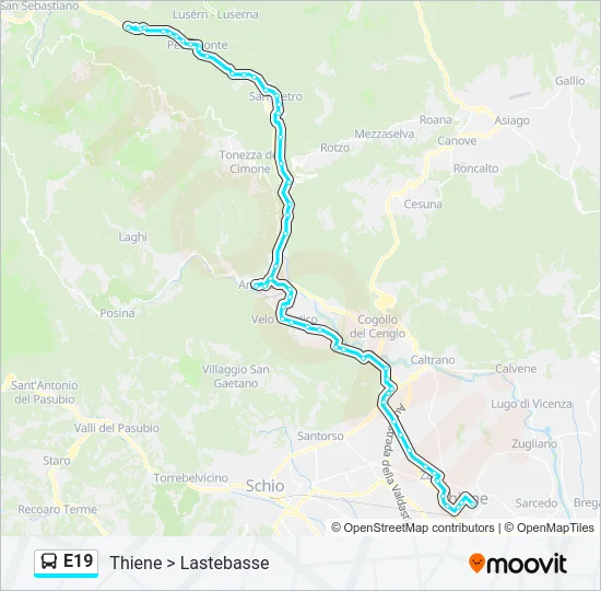 E19 Bus Line Map