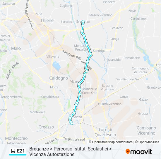 Percorso linea bus E21