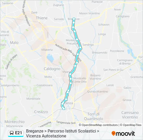 E21 Bus Line Map
