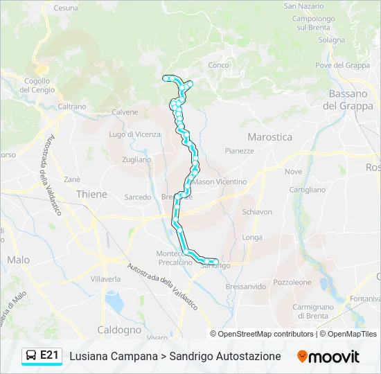 E21 Bus Line Map