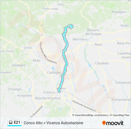E21 Bus Line Map