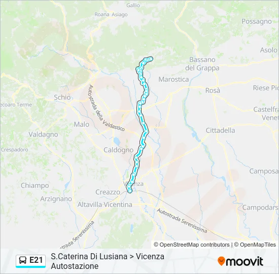 E21 Bus Line Map