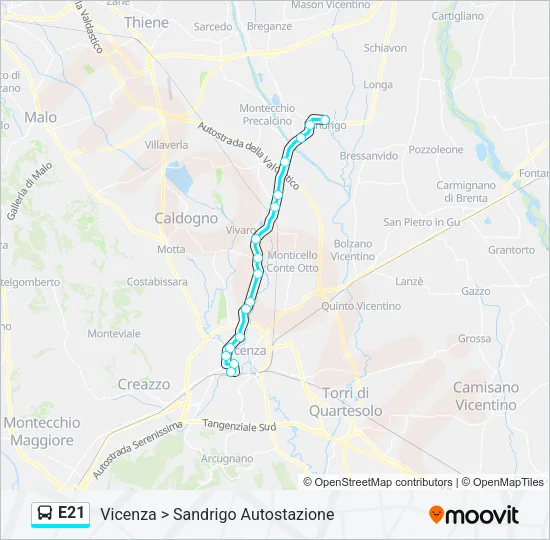 Percorso linea bus E21