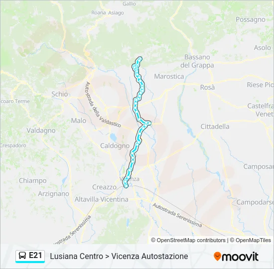 Percorso linea bus E21
