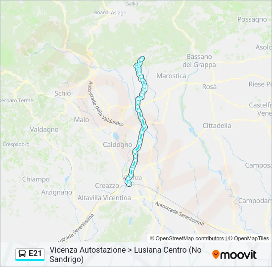 E21 Bus Line Map
