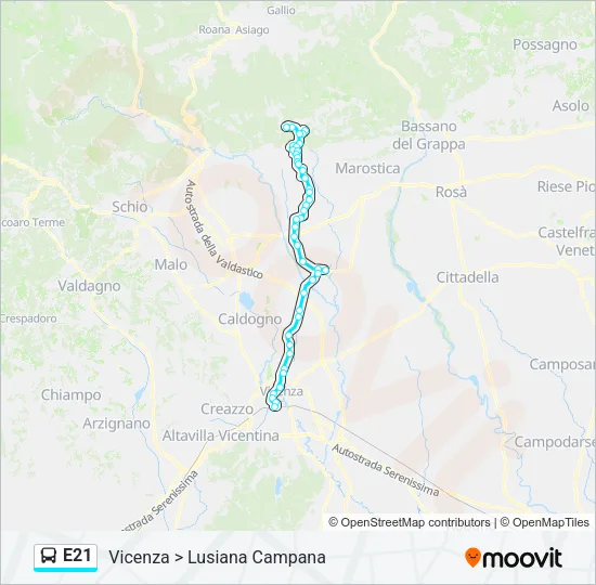 E21 Bus Line Map