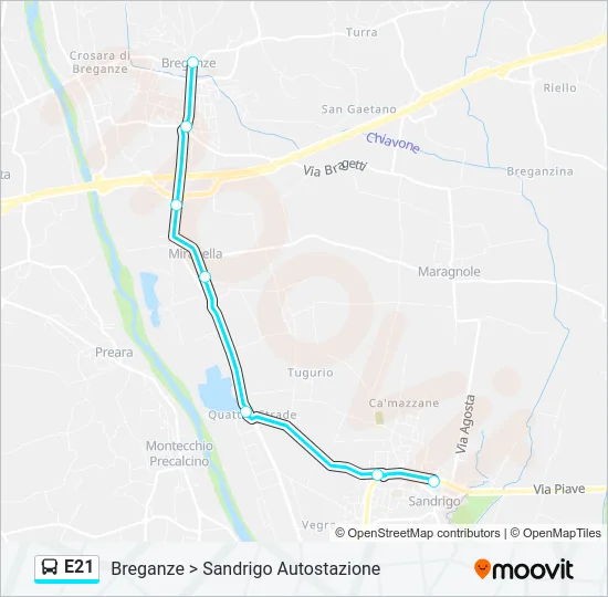 E21 Bus Line Map