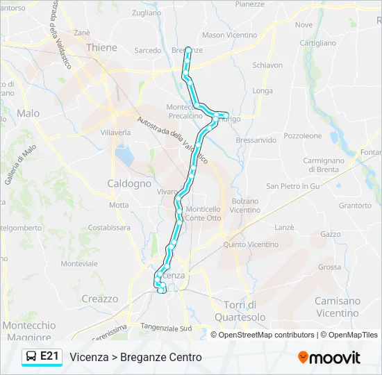 E21 Bus Line Map