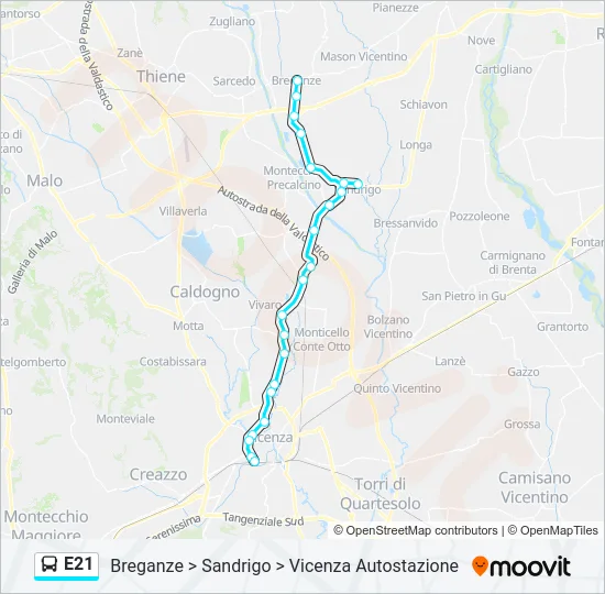 E21 Bus Line Map