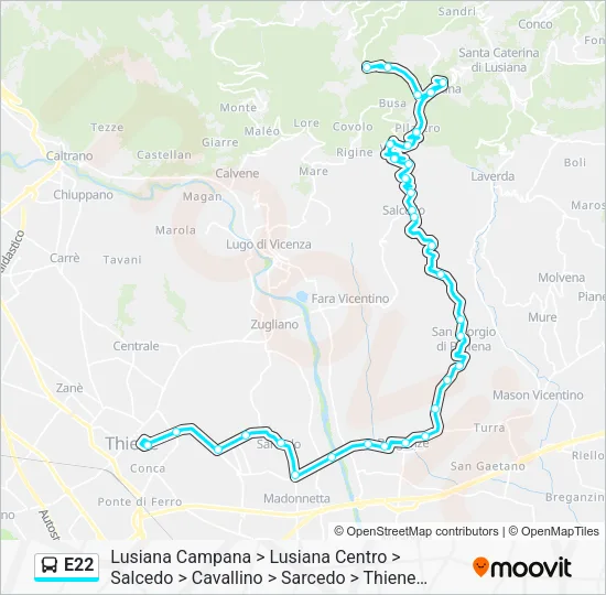 E22 Bus Line Map