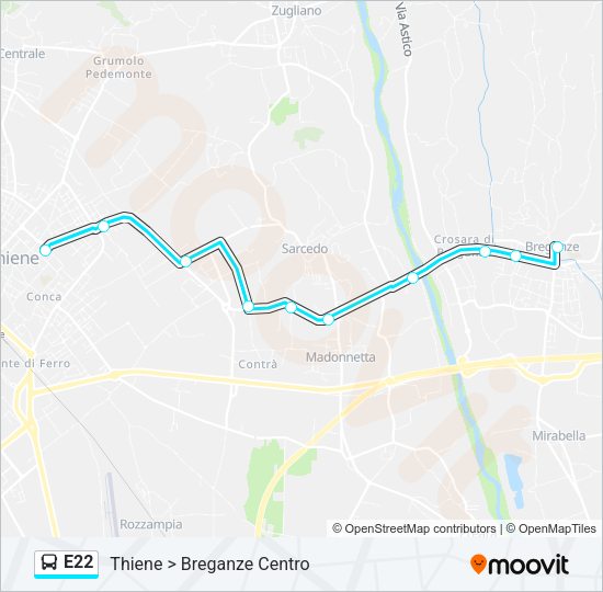 E22 Bus Line Map