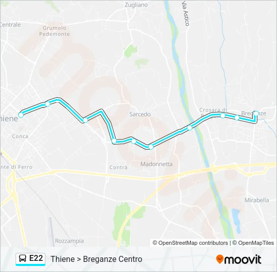 Percorso linea bus E22