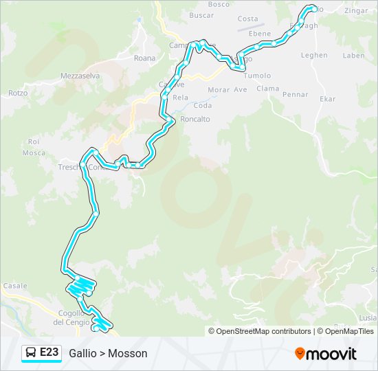 E23 Bus Line Map