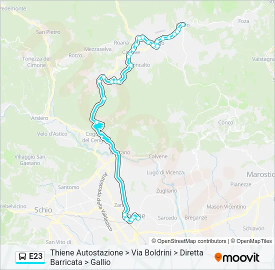 E23 Bus Line Map