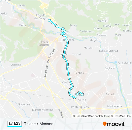 E23 Bus Line Map