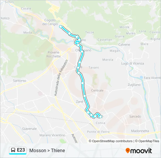 E23 Bus Line Map