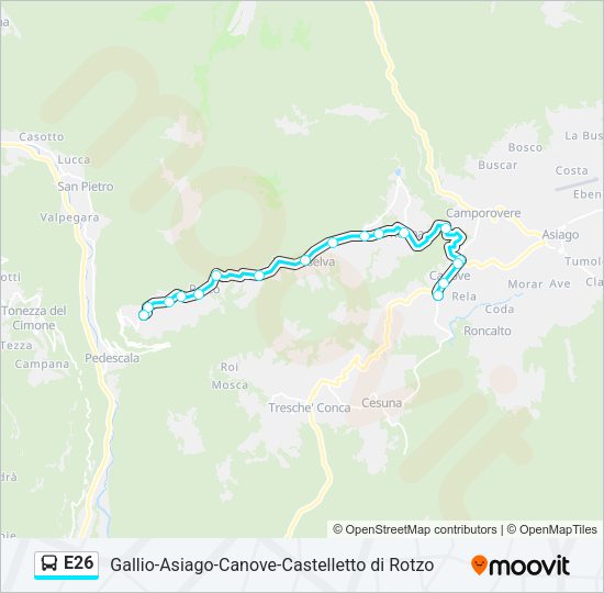Percorso linea bus E26