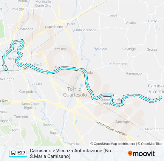 Percorso linea bus E27