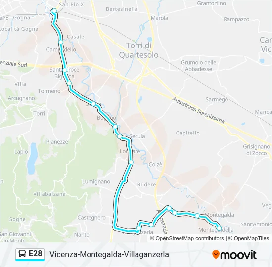 Percorso linea bus E28