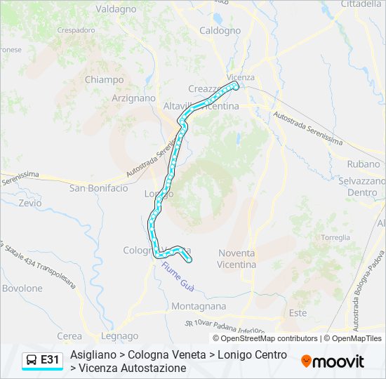 E31 bus Line Map