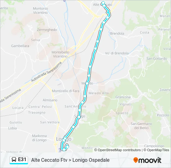 E31 Bus Line Map