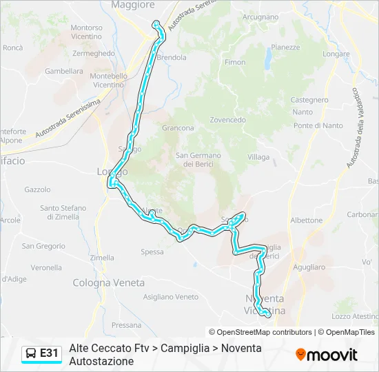 Percorso linea bus E31