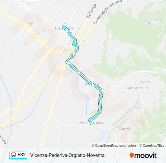 Percorso linea bus E32