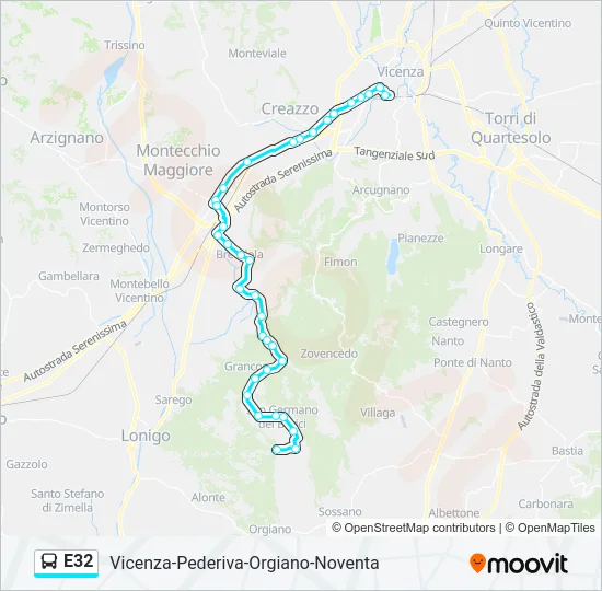 E32 Bus Line Map