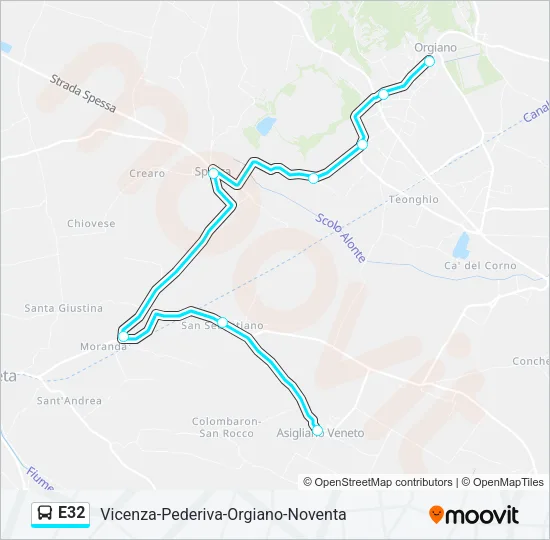 E32 Bus Line Map