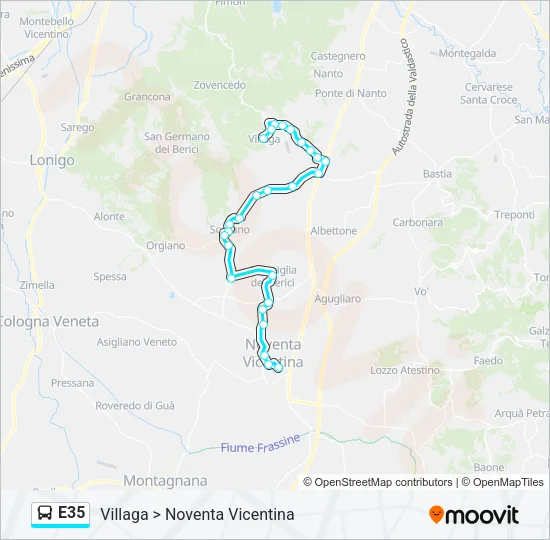 Percorso linea bus E35
