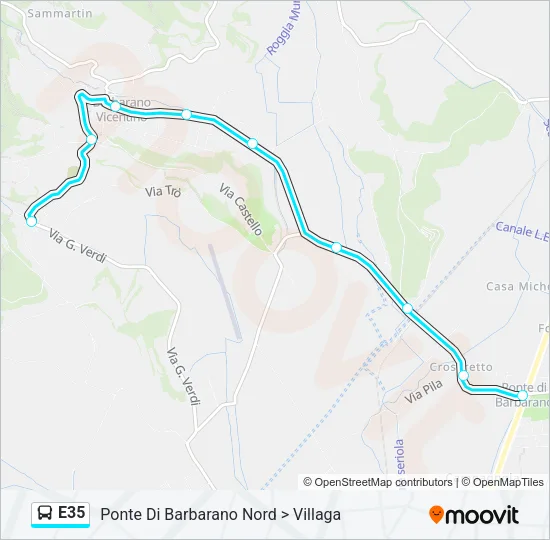 Percorso linea bus E35