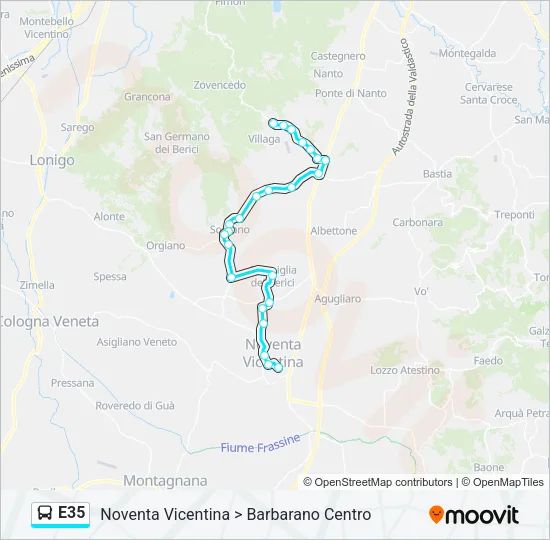 E35 Bus Line Map